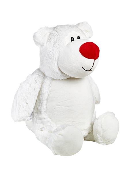 Waffles the White Bear with the big red nose