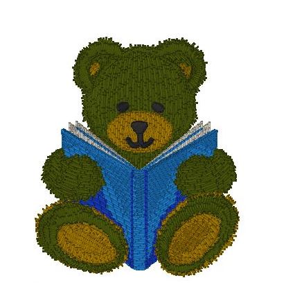 Teddy bear reading - green